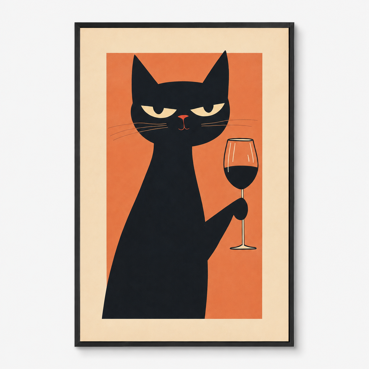 Gato y Vino - cuadro decorativo